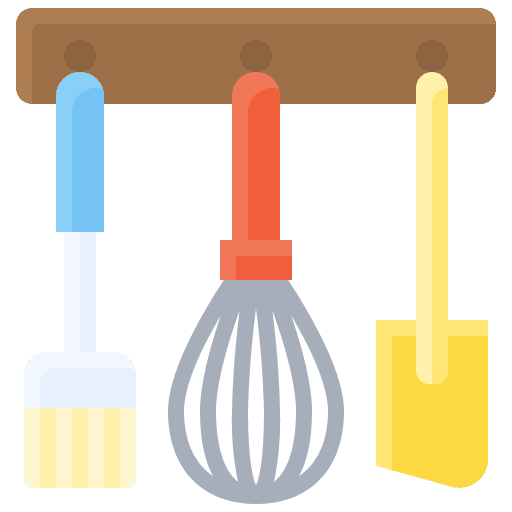 Kitchen utensil measuring spoon whisk bakery icon