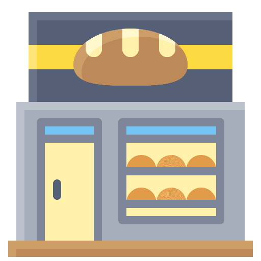 Bakery shop food and restaurant commerce and shopping building icon