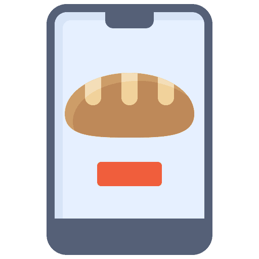 Mobile phone bread online order food and restaurant icon