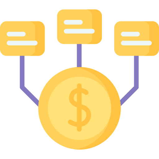 Budget pie chart web development business and finance icon