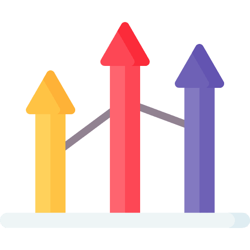 Bar chart profits arrows business and finance icon Bar chart profits arrows business and finance icon