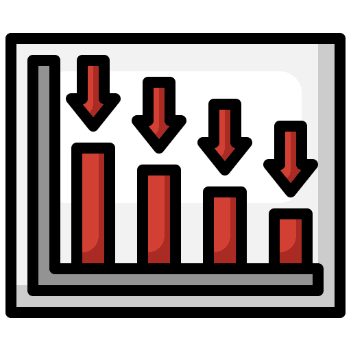 Bar graph sales falling business and finance icon Bar graph sales falling business and finance icon