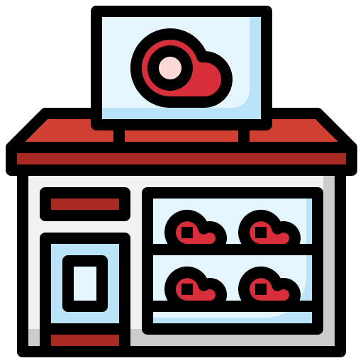 Butcher shop market architecture and city store icon Butcher shop market architecture and city store icon