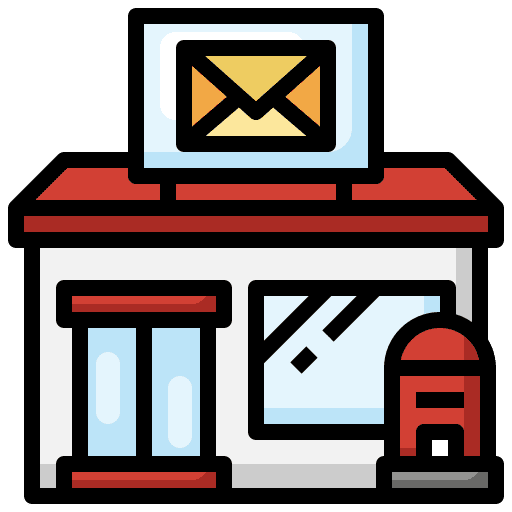 Post office cityscape architecture and city envelope icon