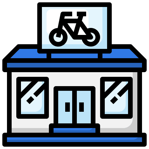 Bike shop buildings cycling bicycle icon Bike shop buildings cycling bicycle icon