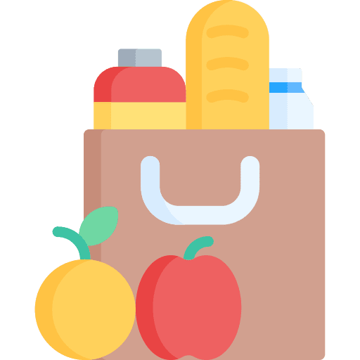 Grocery food and restaurant supermarket shopping store icon