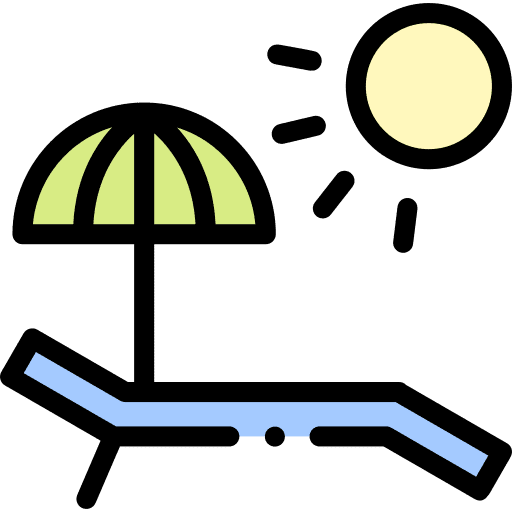 Summer holidays beach sun umbrella sunbed icon