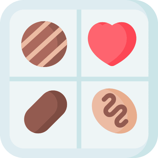 Chocolate box love and romance heart candy icon
