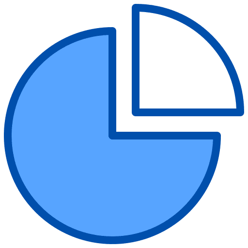 Pie chart analytics market share fraction icon