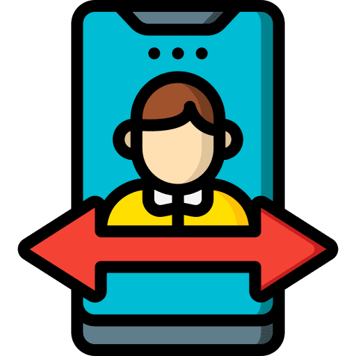 Swipe arrow social media person icon