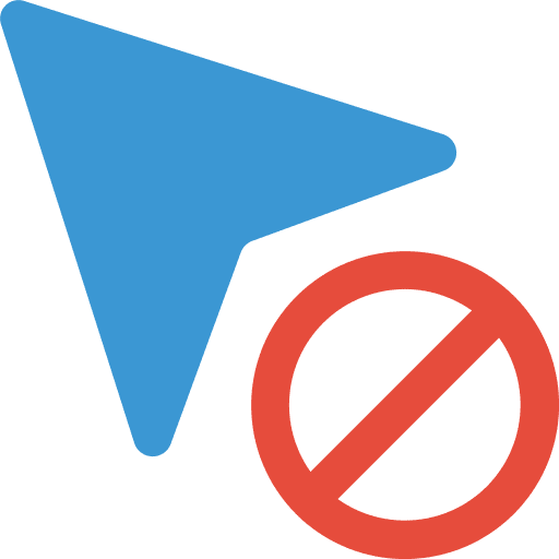 Block pointer cursor warning icon