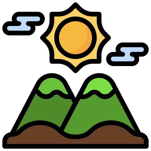 Mountain farm rural field icon Mountain farm rural field icon