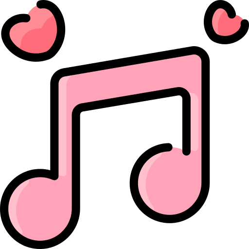 Musical note heart quaver music and multimedia icon
