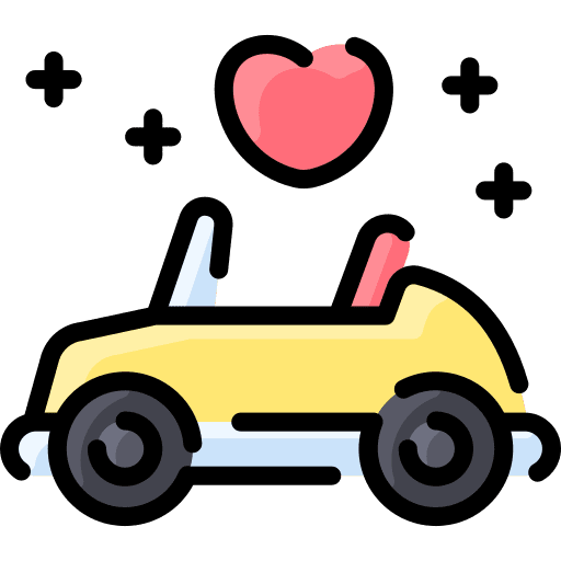 Wedding car transport just married heart icon