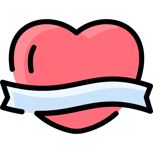 Heart love and romance love ribbon icon