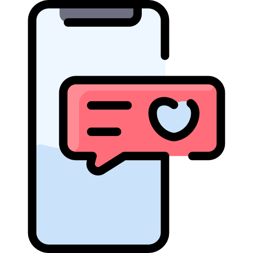 Smartphone smartphone speech bubble love and romance icon