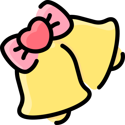 Wedding bells celebration love bow icon