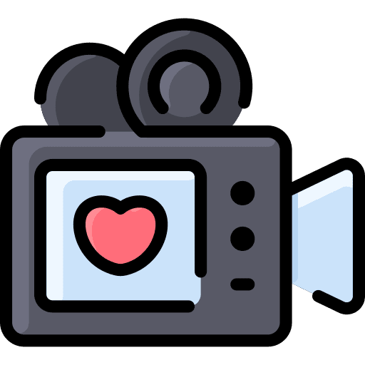Video camera love heart cinema icon