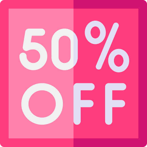 50 percent percentage discount 50 percent icon