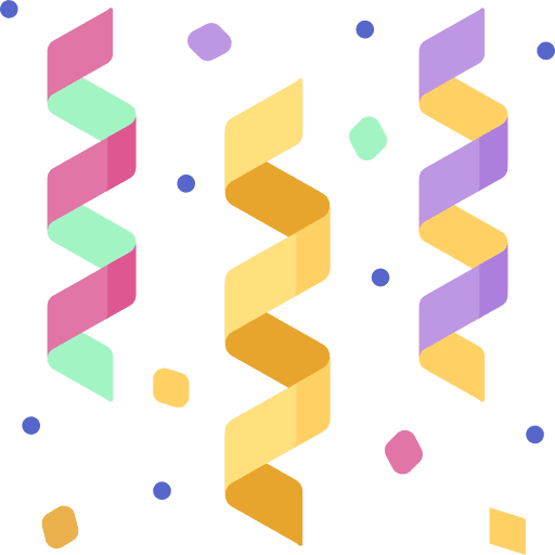 Confetti fun new year birthday and party icon