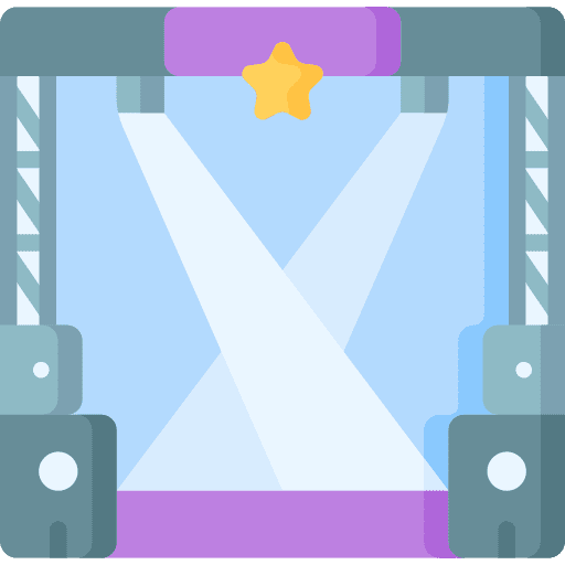Stage show microphone spotlight icon Stage show microphone spotlight icon