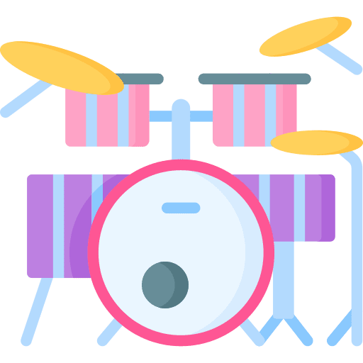 Drum set orchestra music and multimedia music icon Drum set orchestra music and multimedia music icon