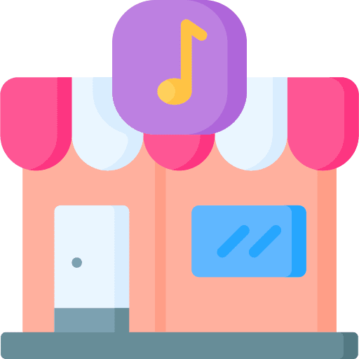 Music store architecture and city music shop commerce and shopping icon Music store architecture and city music shop commerce and shopping icon