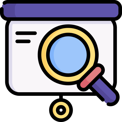 Presentation magnifying glass statistics graphic icon