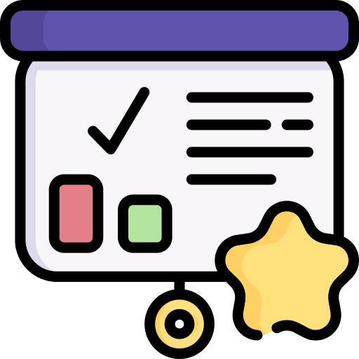 Presentation class check explain icon Presentation class check explain icon