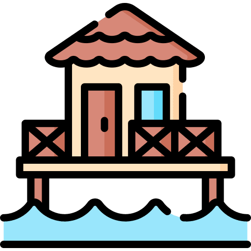 Bungalow architecture and city bungalow beach house icon Bungalow architecture and city bungalow beach house icon