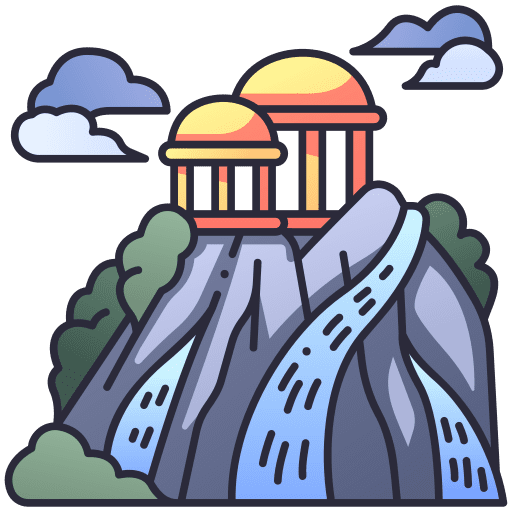 Olympus mountain architecture and city mythology icon