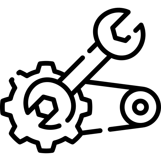 Implementation cogwheel wrench arrow icon