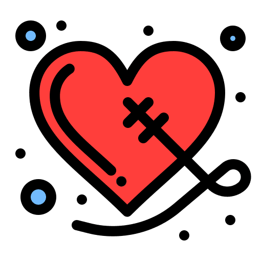 Sewing hearts romantic love icon