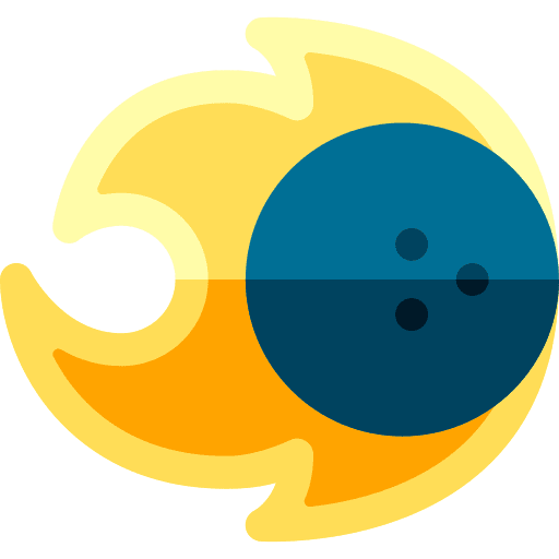 Bowling ball flying fire ball icon