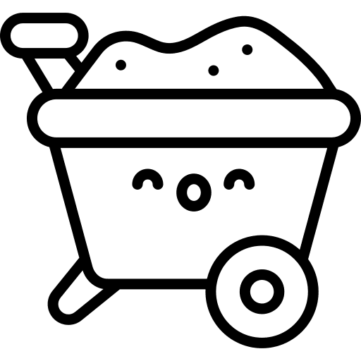 Wheelbarrow farming and gardening soil cart icon