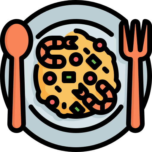 Fried rice shrimp dish chinese food icon