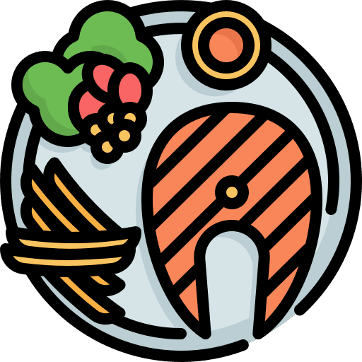 Steak salmon food and restaurant steak icon
