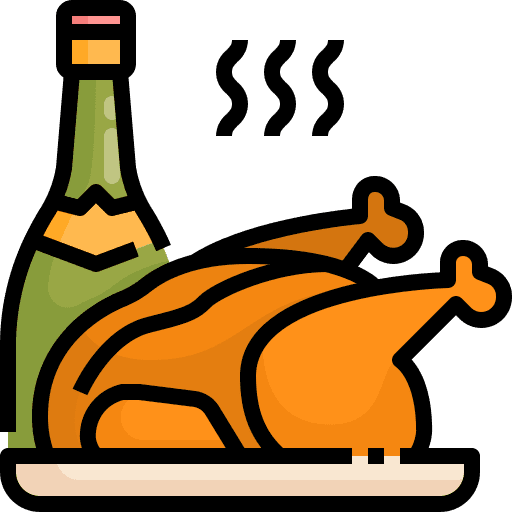 Roast chicken thanksgiving meal wine icon