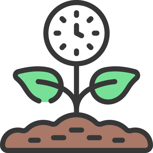 Growth farming and gardening growth clock icon
