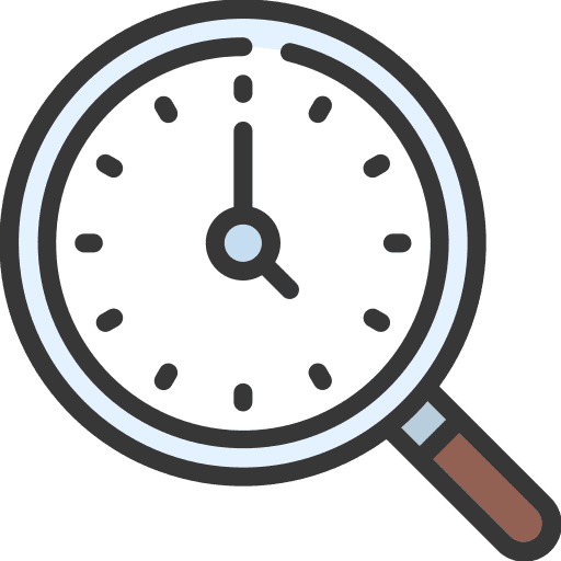 Magnifier magnifying glass clock analysis icon