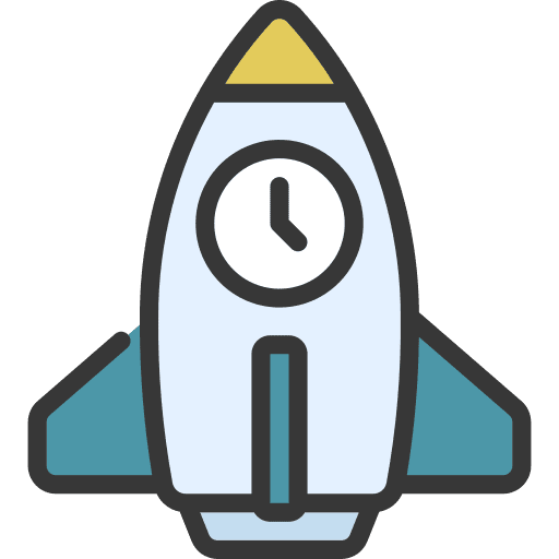 Rocket launch clock time and date transportation icon