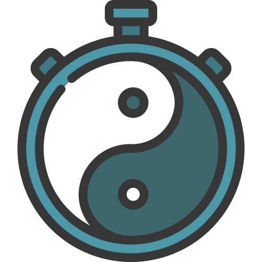 Ying yang chronometer clock time and date icon