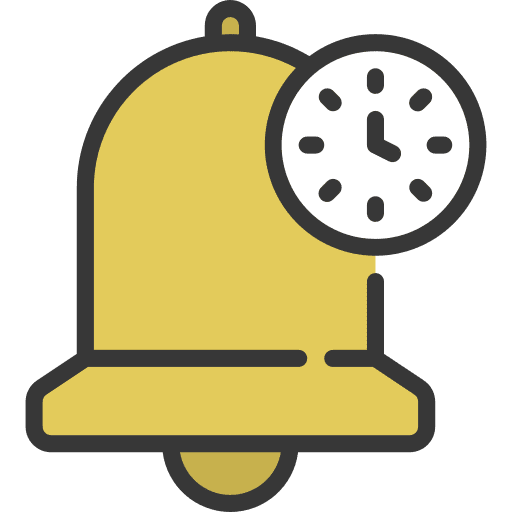 Alert notification bell time and date alert icon