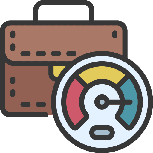 Performance time and date briefcase performance icon