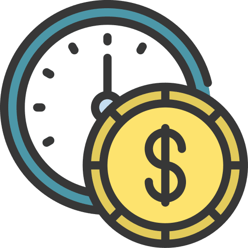 Time is money clockwise time and date currency icon