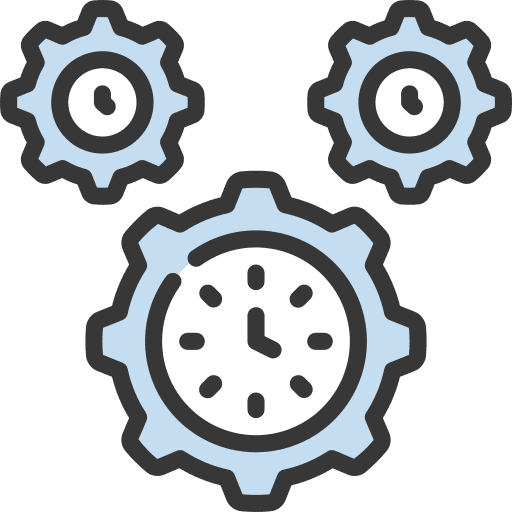 Time management gear productivity clock icon
