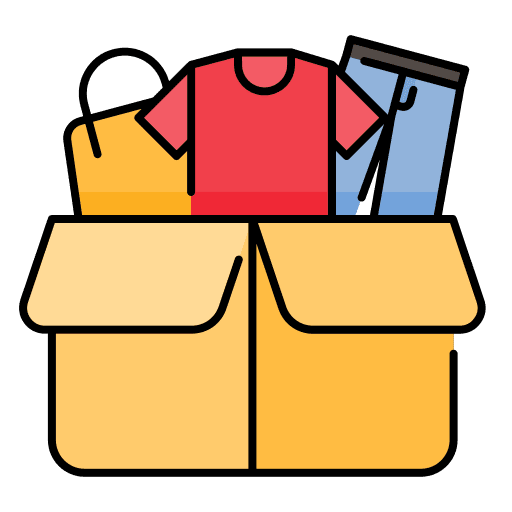 Cardboard box trousers unboxing bag icon