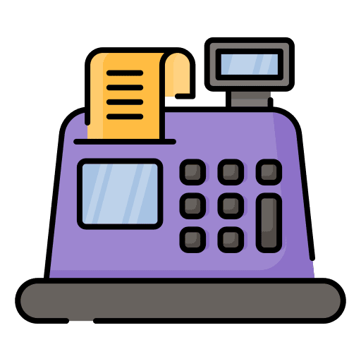 Cashier cash machine store ticket icon