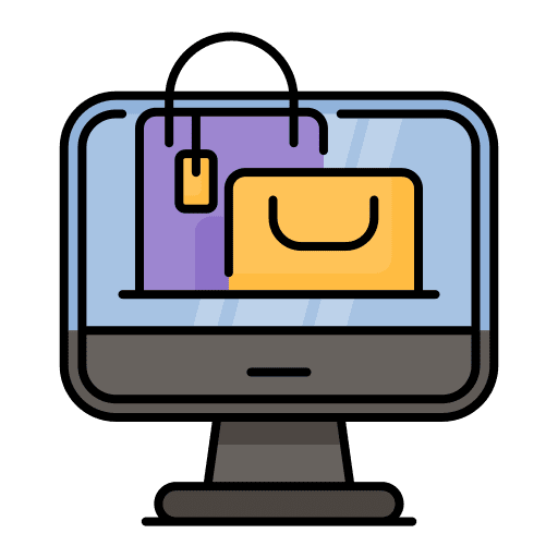 Online shop shopping bag commerce and shopping website icon