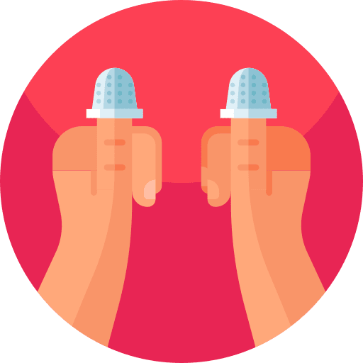 Needle protector hands sewing thimble fashion designer icon Needle protector hands sewing thimble fashion designer icon